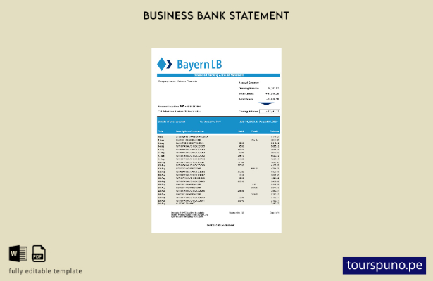 listo para imprimir extracto de cuenta firme del Bayerische Landesbank Bank Plan